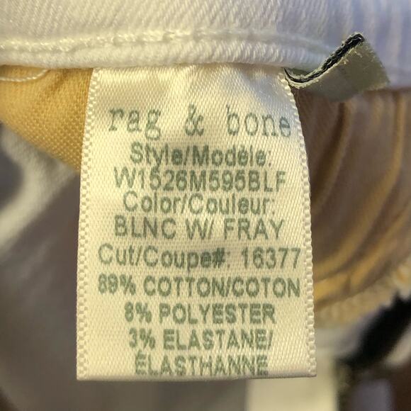 Rag & Bone White Blnc W/ Fray Capri Cropped Frayed Hemline Jeans Size 32 - Picture 10 of 12